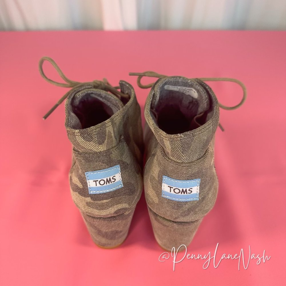 Toms Washed Camo Canvas Desert Wedge Ankle Bootie Size 8.5 - Picture 9 of 10